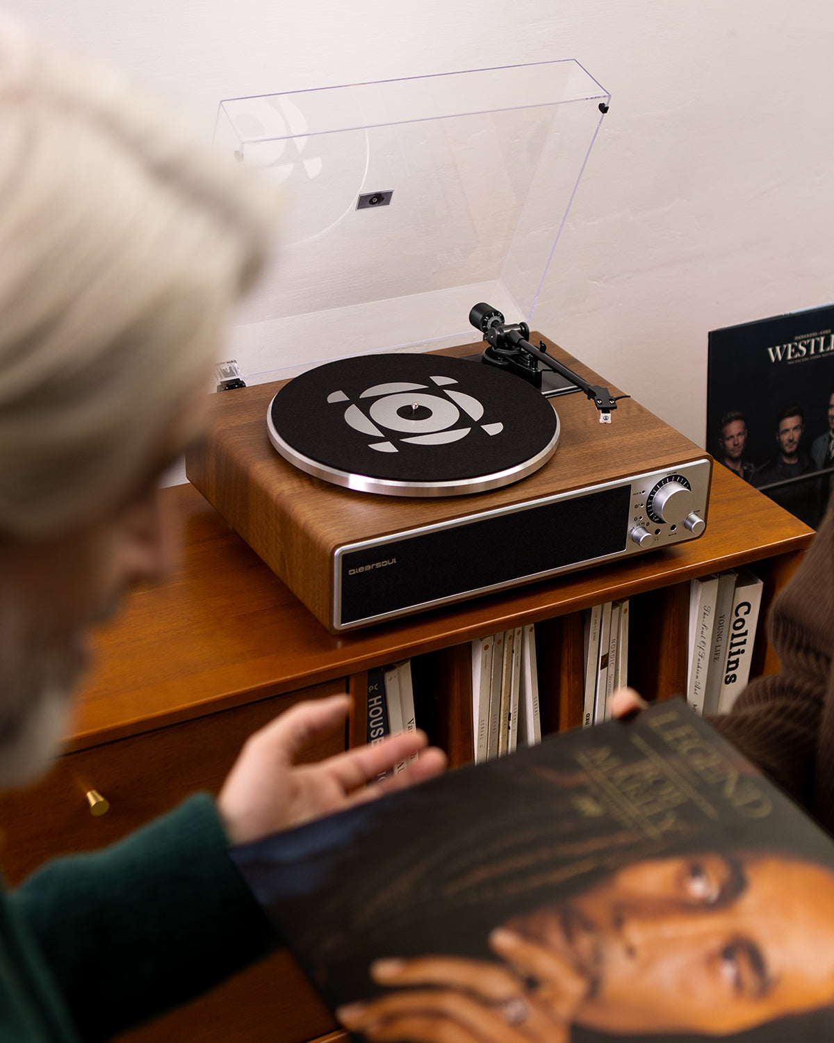QlearSoul ONE-Q Vinyl Record Player For Living Room Walnut