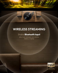 QlearSoul SoulBox S1 Vinyl Record Player With Stereo Speakers Walnut Wireless Streaming Bluetooth Input Play Music Via Phone Tablet Laptop