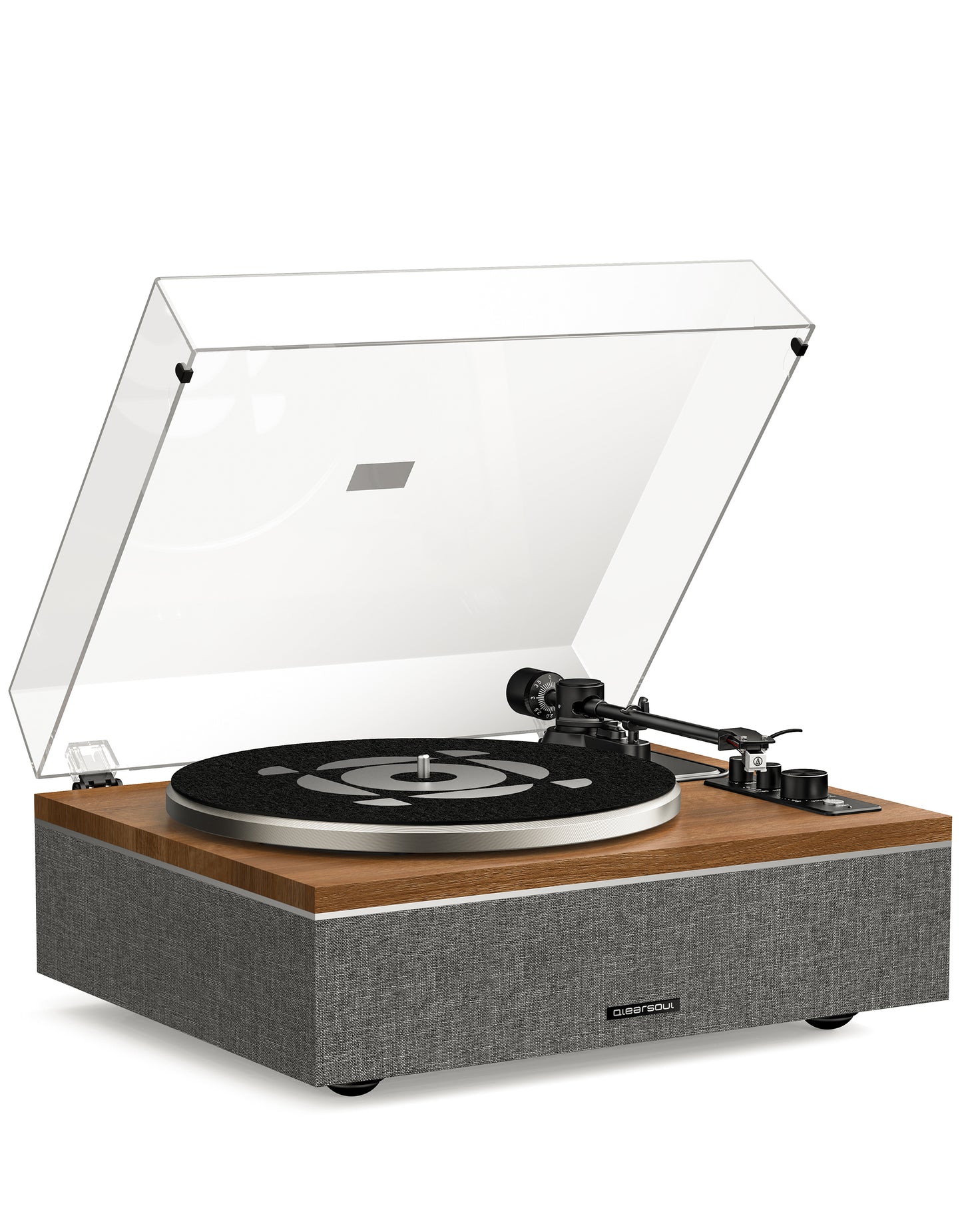 Qlearsoul ONE-S Vinyl Record Player Walnut Left Side View_1 2000*2560
