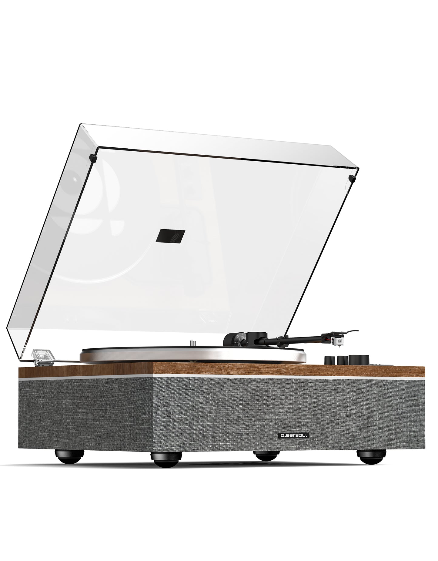 Qlearsoul ONE-S Vinyl Record Player Walnut Left Side View_2 2000*2560
