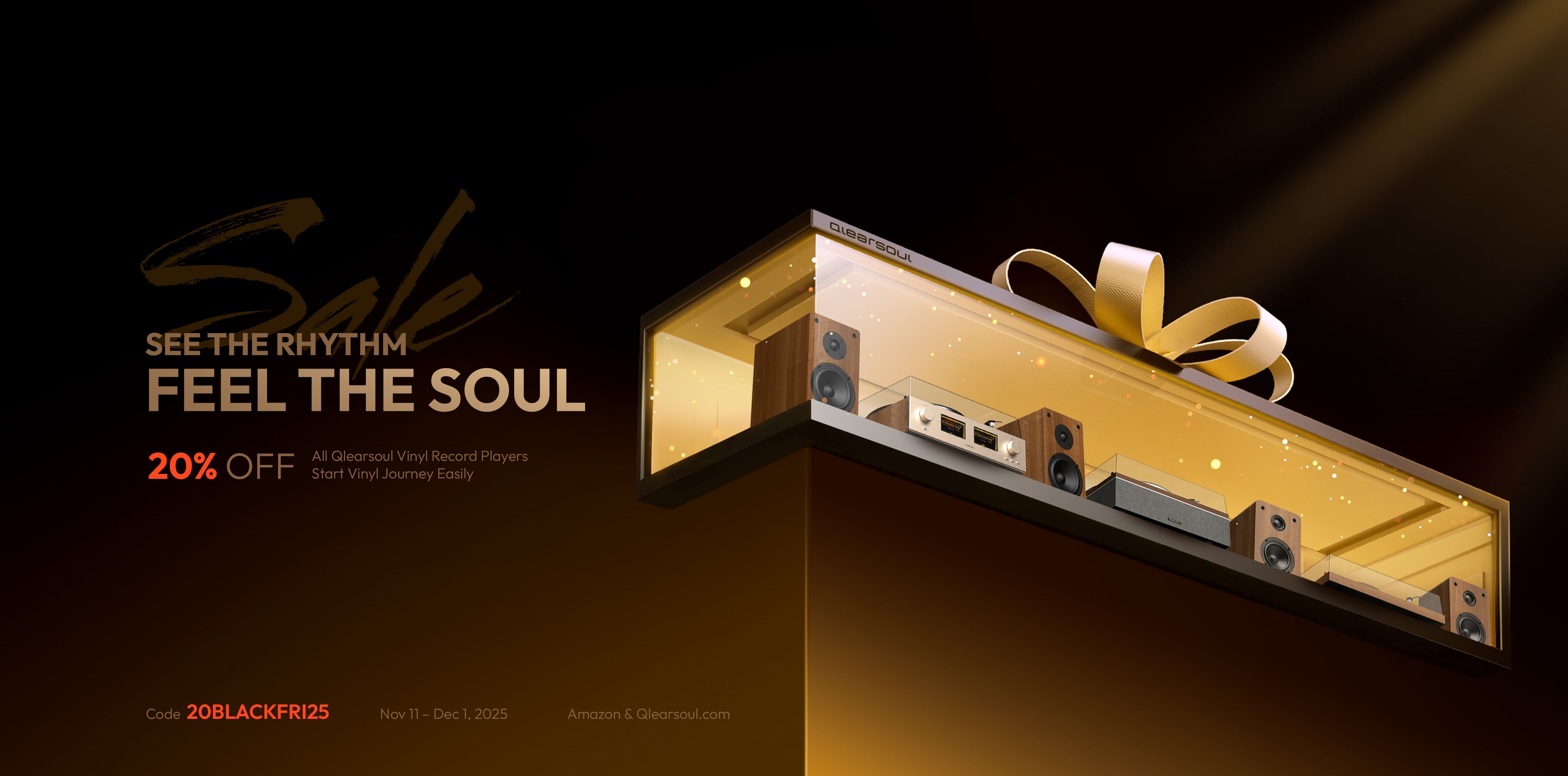 2025 Black Friday Cyber Monday x QlearSoul Vinyl Record Player 20% OFF Deal 3840×1901