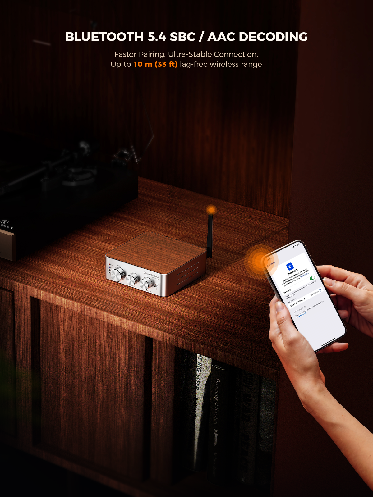 Qlearsoul HiCore H2 Bluetooth Hi-Fi Stereo Power Amplifier for Passive Speakers, Bluetooth 5.4 SBC/ AAC Decoding 1200*1600
