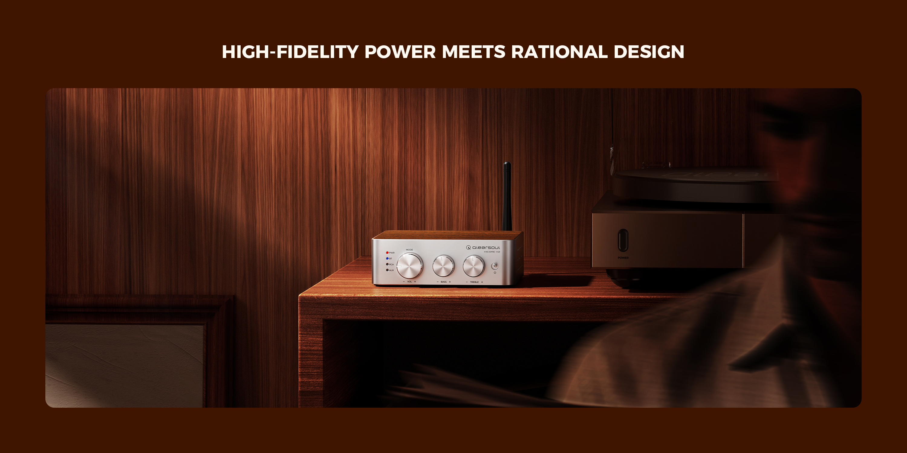 Qlearsoul HiCore H2 Bluetooth Hi-Fi Stereo Power Amplifier for Passive Speakers, High-Fidelity Power Meets Rational Design 3000*1500
