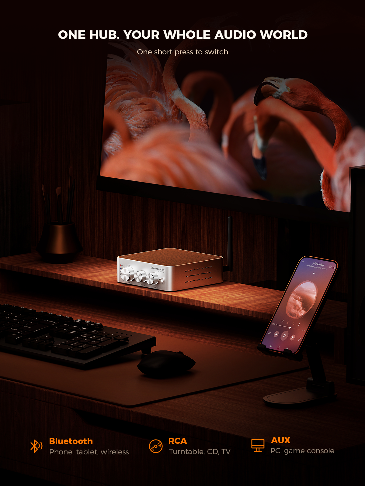 Qlearsoul HiCore H2 Bluetooth Hi-Fi Stereo Power Amplifier for Passive Speakers, One Hub. Your Whole Audio World 1200*1600
