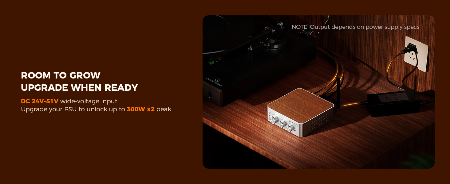 Qlearsoul HiCore H2 Bluetooth Hi-Fi Stereo Power Amplifier for Passive Speakers, Room To Grow, Upgrade When Ready 1464*600