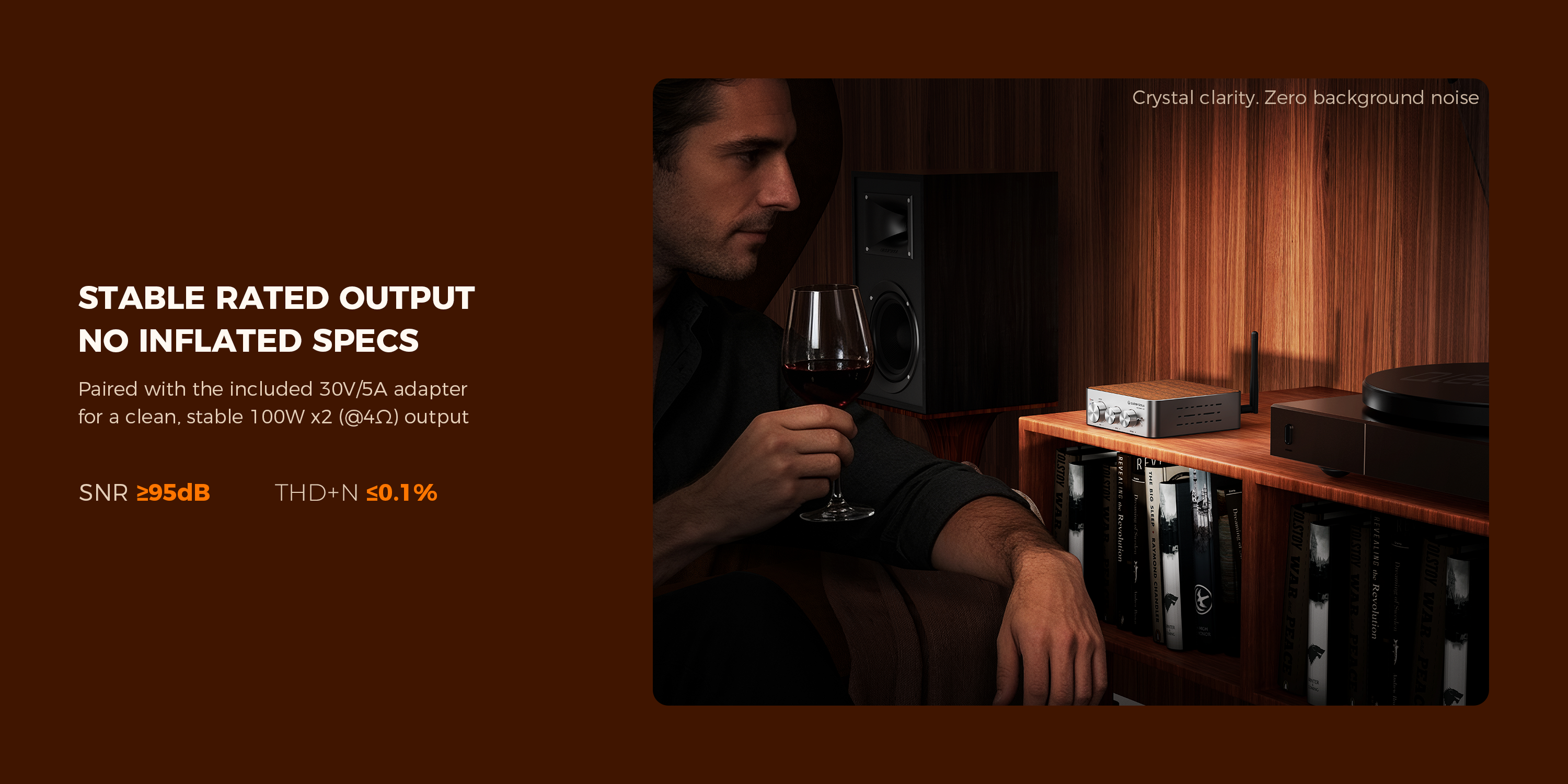 Qlearsoul HiCore H2 Bluetooth Hi-Fi Stereo Power Amplifier for Passive Speakers, Stable Rated Output, No Inflated Specs 3000*1500
