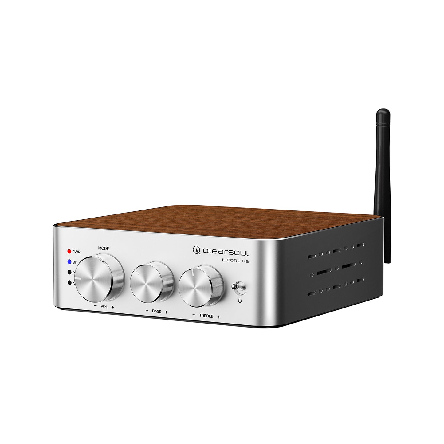 Qlearsoul HiCore H2 Bluetooth 5.4 Hi-Fi Stereo Power Amplifier for Passive Speakers, RCA/AUX/BT Inputs, Adjustable Tone, Bluetooth Memory & Pairing Reset, TI TPA3255 Class D, 100W x2 (@4Ω) Rated Output, Includes 30V/5A Adapter