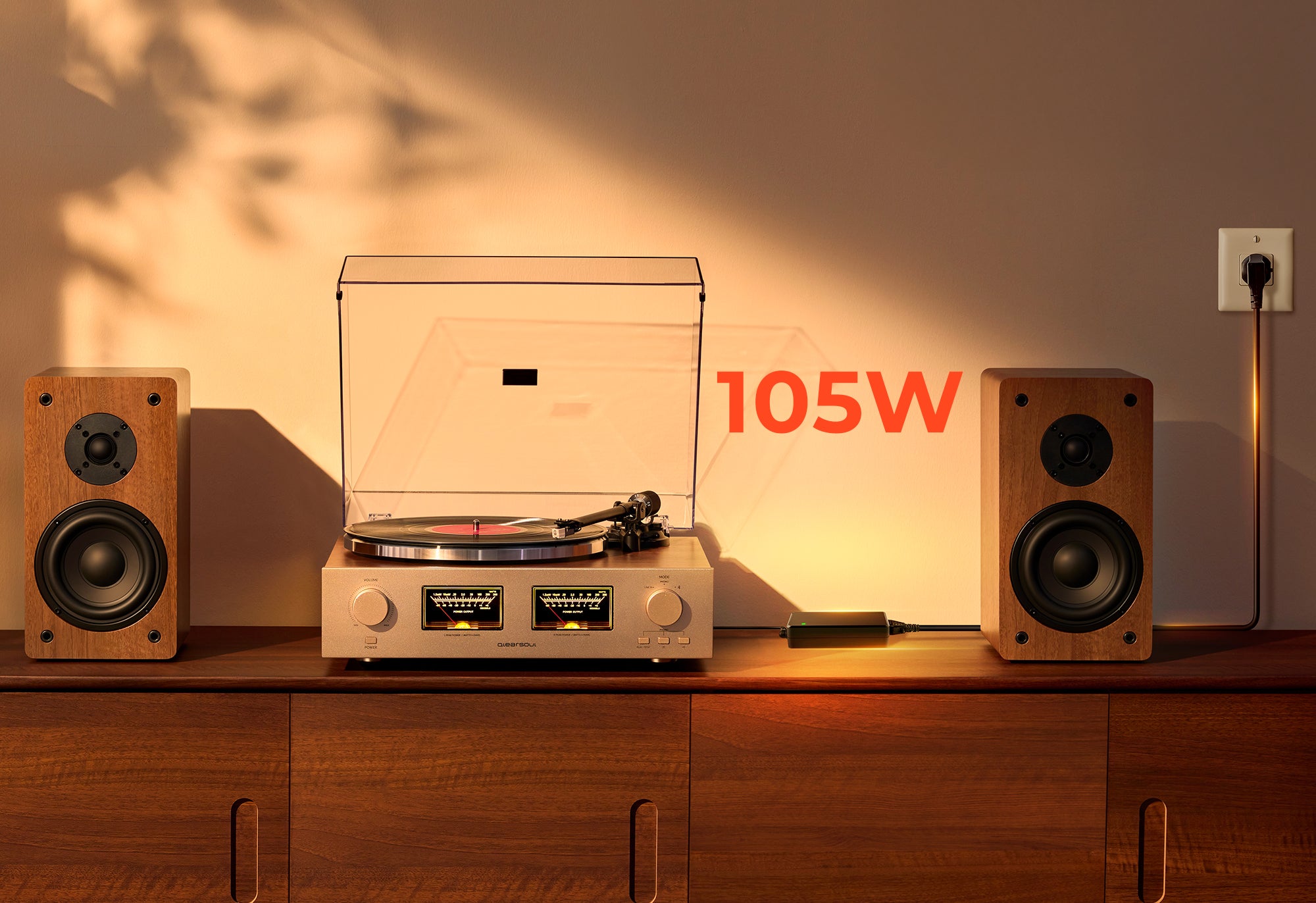 Qlearsoul HiFire X Vinyl Record Player with Stereo Speakers 105W High-Performance Power System 21V 5000mA 2000*1372