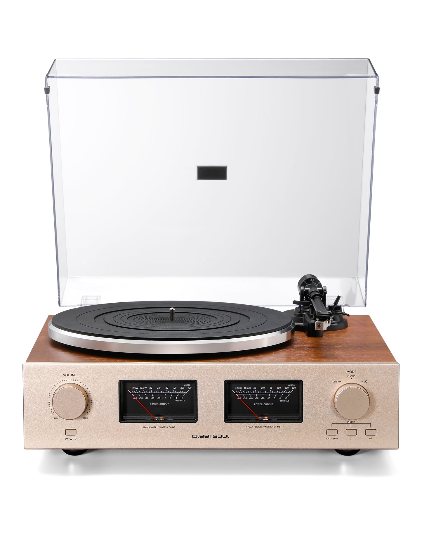 Qlearsoul HiFire X Vinyl Record Player with Stereo Speakers Walnut Main View 2000*2560