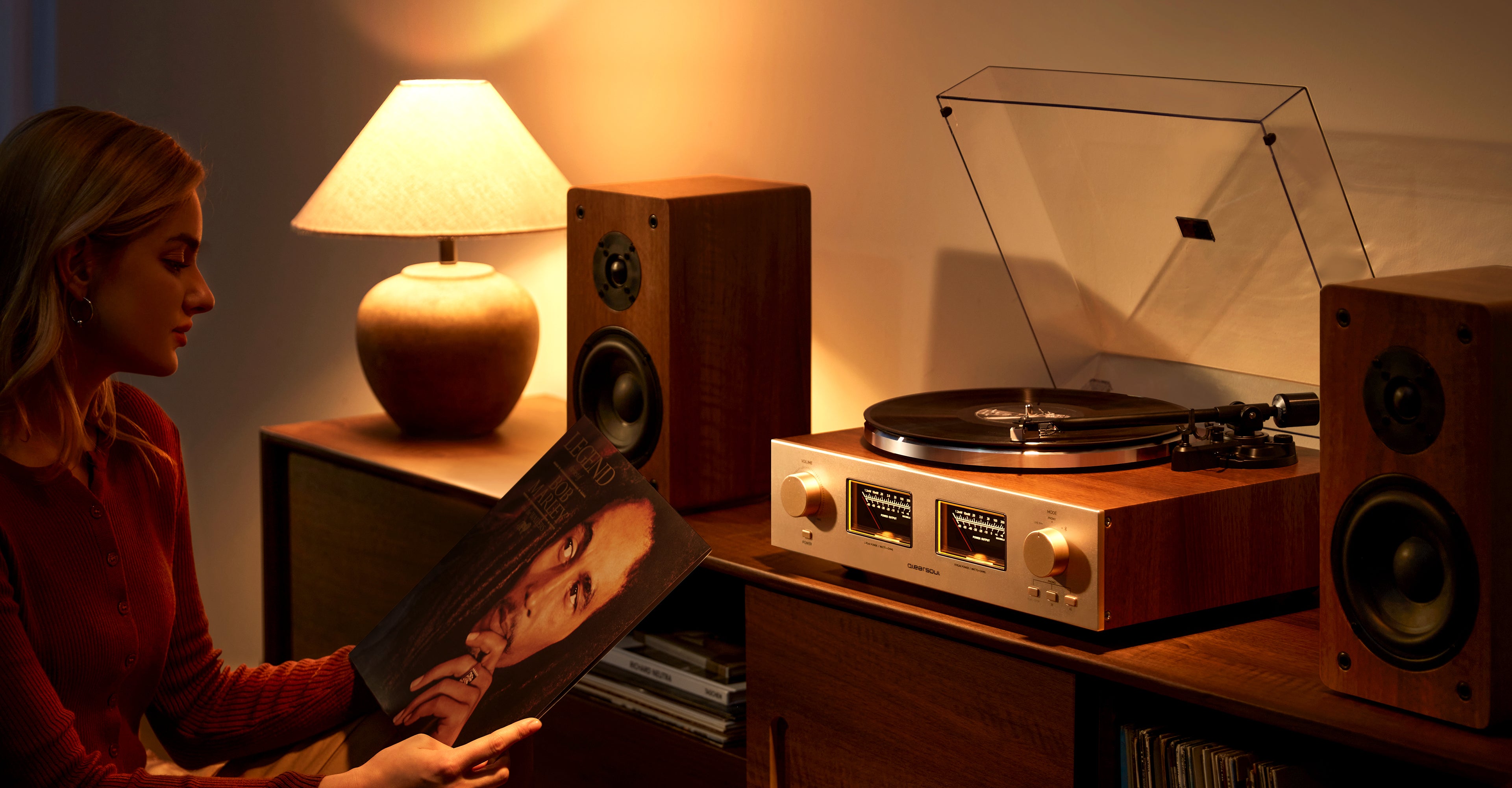 Qlearsoul HiFire X Vinyl Record Player with Stereo Speakers Yesterday Once More 3841*2001