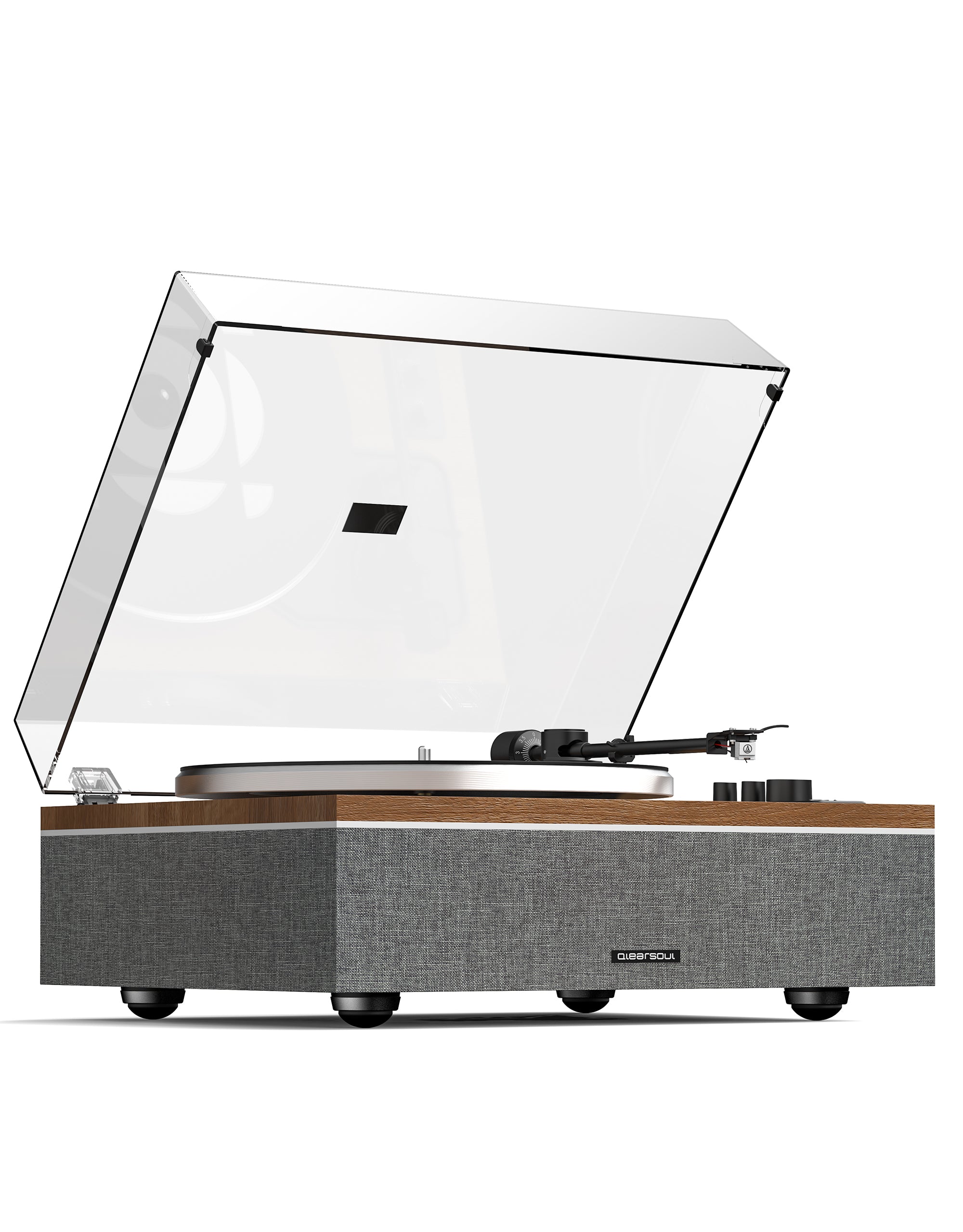 Qlearsoul ONE-S Vinyl Record Player Walnut Left Side View_2 2000*2560