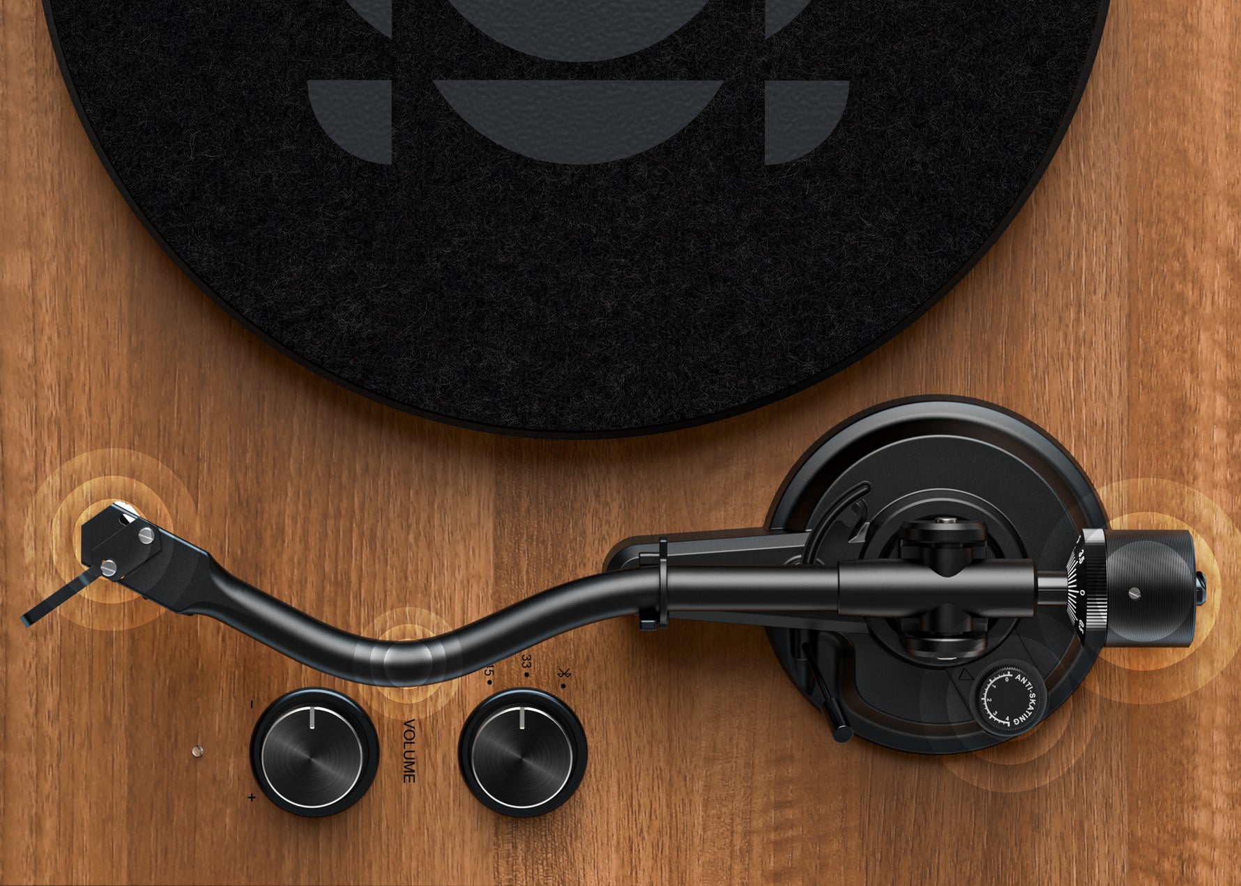 Qlearsoul SoulBox S1 Vinyl Record Player with Stereo Speakers 10"  S-shaped Tonearm Designed for accuracy 3100*2214