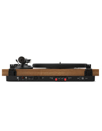 Qlearsoul SoulBox S1 Vinyl Record Player with Stereo Speakers Walnut Rear View Ground Connector RCA OUT DC IN 15V Passive Speaker Outputs Power Switch 2000*2560