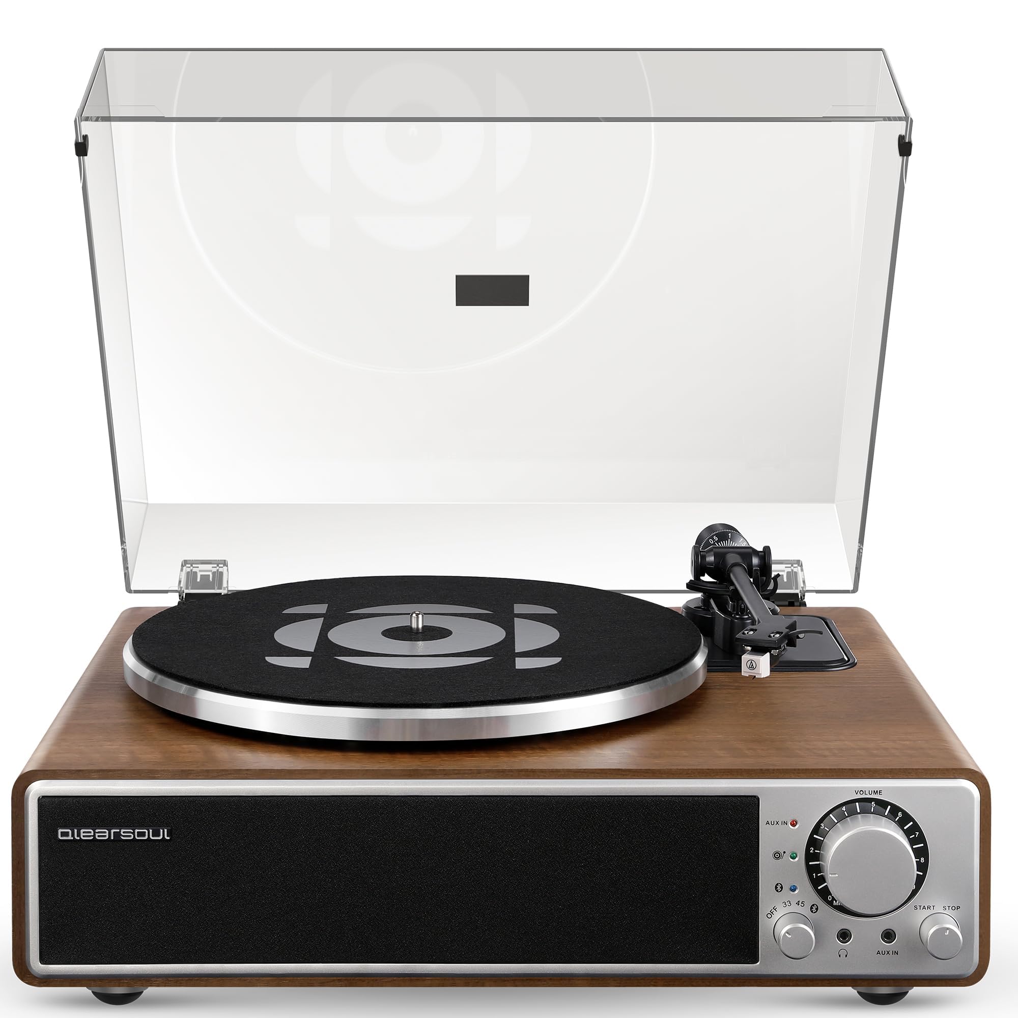Qlearsoul ONE-Q compact walnut all-in-one turntable